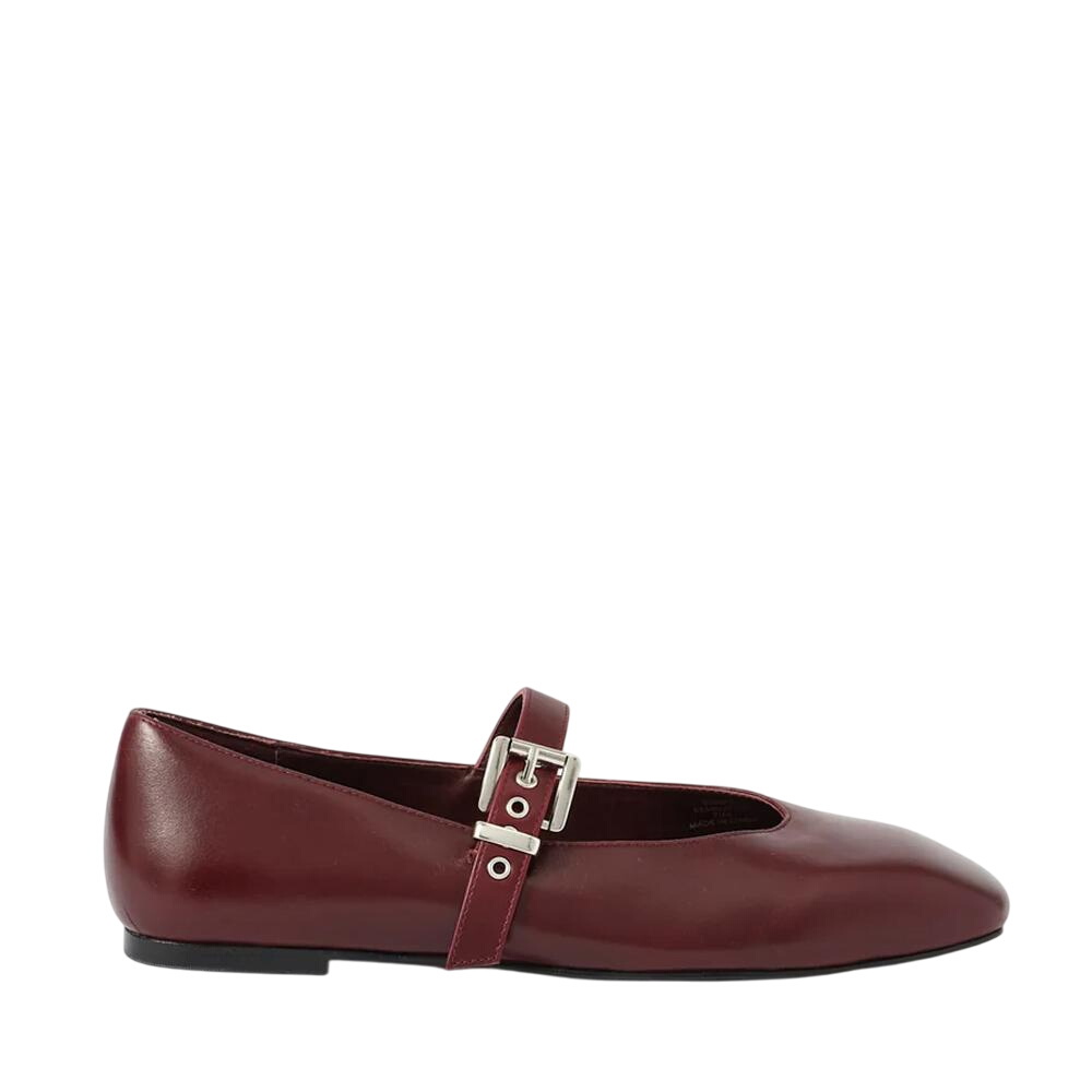 Mint Velvet Bea Burgundy Leather Ballet Flats